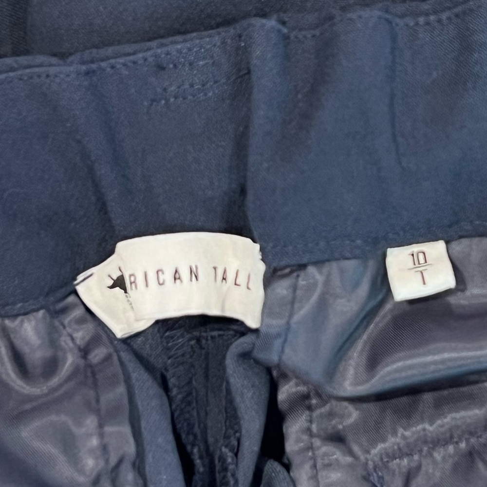 American Tall Wide Leg Pleated Dress Pants 2.0 34” Long Inseam Navy Blue - Picture 7 of 8